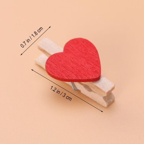 Kisangel 50pcs Red Heart Wooden Mini Clothespins for Hanging Photos, Cards, and Home Decoration, 1.18 X 0.70 X 0.15 Inch in Saudi Arabia
