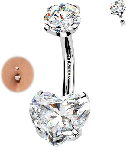 Moissanite Gold Belly Button Ring for Women 14G 10mm G23 Titanium Navel Piercing Jewelry Internally Threaded Belly Button Rings Piercing in Saudi Arabia