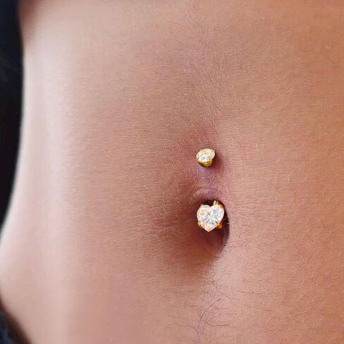 Moissanite Gold Belly Button Ring for Women 14G 10mm G23 Titanium Navel Piercing Jewelry Internally Threaded Belly Button Rings Piercing in Saudi Arabia