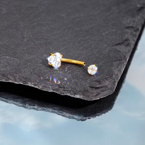 Moissanite Gold Belly Button Ring for Women 14G 10mm G23 Titanium Navel Piercing Jewelry Internally Threaded Belly Button Rings Piercing in Saudi Arabia