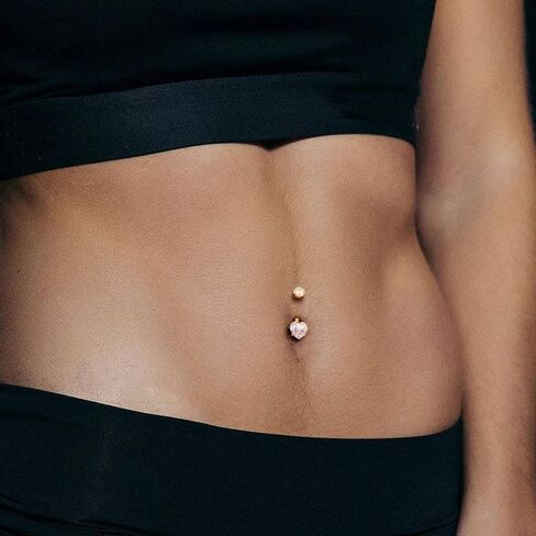 Moissanite Gold Belly Button Ring for Women 14G 10mm G23 Titanium Navel Piercing Jewelry Internally Threaded Belly Button Rings Piercing in Saudi Arabia