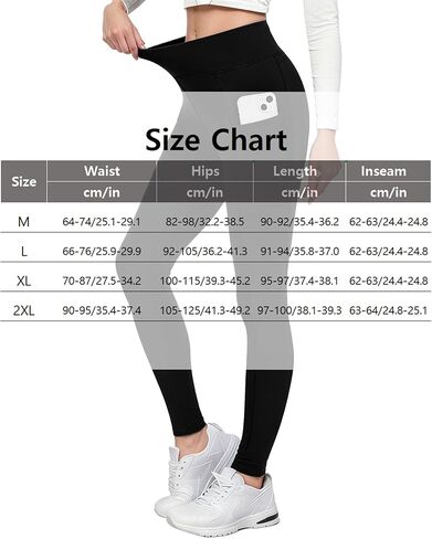 Fleece Lined Leggings for Women, High Waisted Workout Winter Warm Tights with Pockets in Saudi Arabia