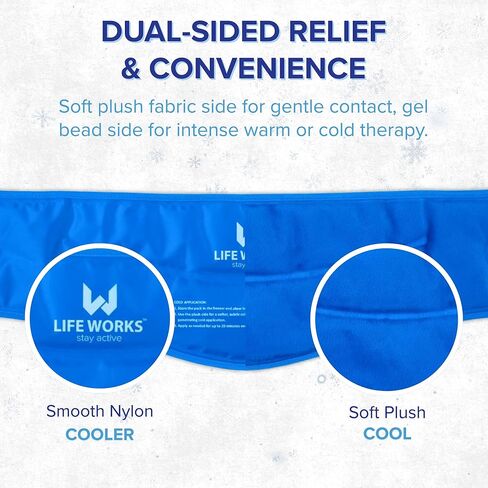 LIFE WORKS Gel-Filled Neck Ice Pack with Soft Plush and Nylon Cover for Dual-Temperature Therapy, Stays Flexible to Soothe Neck, Shoulder, and Back, 23"x8"x5 in Kuwait