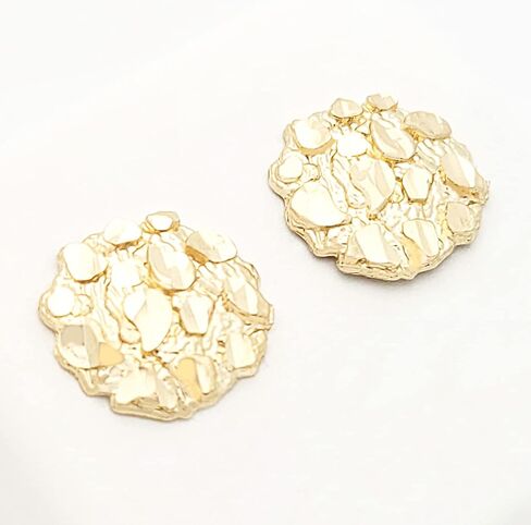 Mens 10k Yellow Gold Nugget Earrings Round Nugget in Saudi Arabia