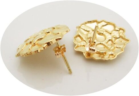 Mens 10k Yellow Gold Nugget Earrings Round Nugget in Saudi Arabia