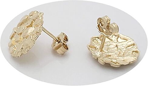 Mens 10k Yellow Gold Nugget Earrings Round Nugget in Saudi Arabia