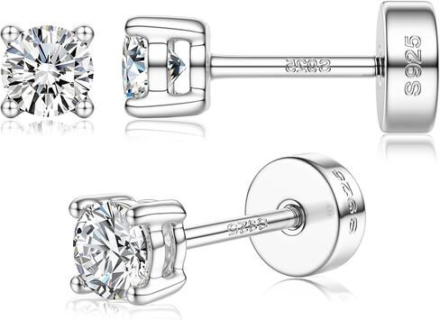 925 Sterling Silver Moissanite Earring for Women Men,14kt Gold Plated Moissanite Stud Earrings with Flat Back,Small Round Cut D Color VVS1 Lab Created Stud Earrings Moissanite Jewelry in Saudi Arabia