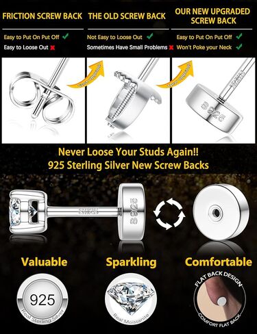 925 Sterling Silver Moissanite Earring for Women Men,14kt Gold Plated Moissanite Stud Earrings with Flat Back,Small Round Cut D Color VVS1 Lab Created Stud Earrings Moissanite Jewelry in Saudi Arabia