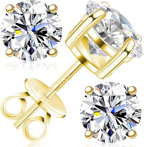 Moissanite Earrings for Men Women, 0.2ct-3.0ct Men 925 Sterling Silver Earrings, Round Cut Diamond Stud Earrings for Women in Saudi Arabia