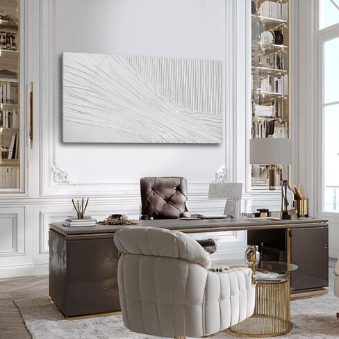 SHEYOYE Textured Wall Art Canvas 20x40 Inch, White Neutral Modern Minimalist Wall Decor for Living Room Bedroom, Gallery Wrapped Ready to Hang in Saudi Arabia