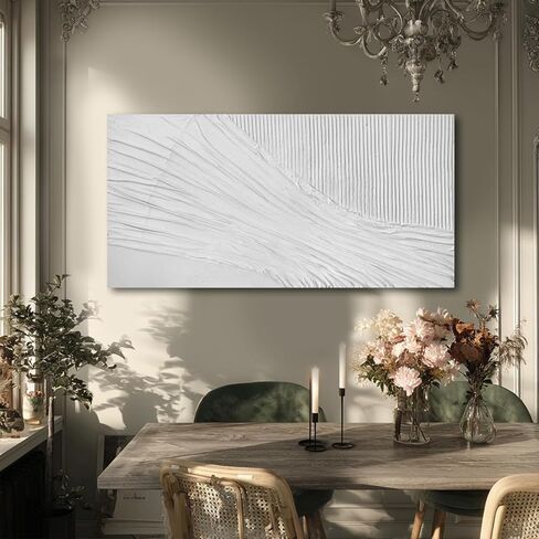 SHEYOYE Textured Wall Art Canvas 20x40 Inch, White Neutral Modern Minimalist Wall Decor for Living Room Bedroom, Gallery Wrapped Ready to Hang in Saudi Arabia