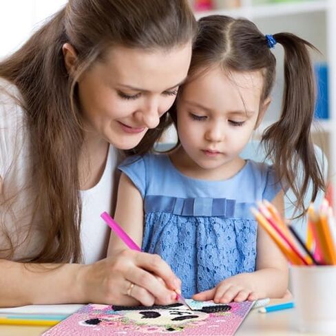 الباندا DIY الماس الفنون الفسيفساء أطقم للبالغين المبتدئين الحفر الكامل جولة جوهرة الفن 5D الكرتون الماس الفن أطقم 6 * 6 بوصة in Saudi Arabia