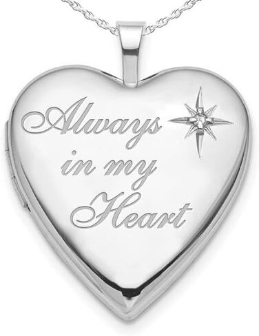 PicturesOnGold.com Sterling Silver Diamond Always In My Heart Heart Photo Locket in Saudi Arabia