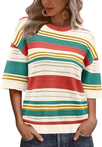 XIEERDUO Womens Half Sleeve Sweater Knit Crochet Blouses Tops 2026 Spring Summer Fashion Clothing Outfits in Saudi Arabia