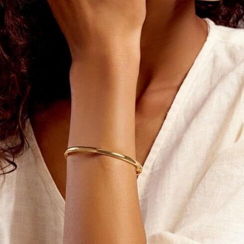VÓEN Mirage 14K Gold Bangle Bracelets for Women, Gold Bracelets for Women, Polished, Minimalist Sophistication, Stackable Silhouette, Elegant Layering Jewelry in Saudi Arabia