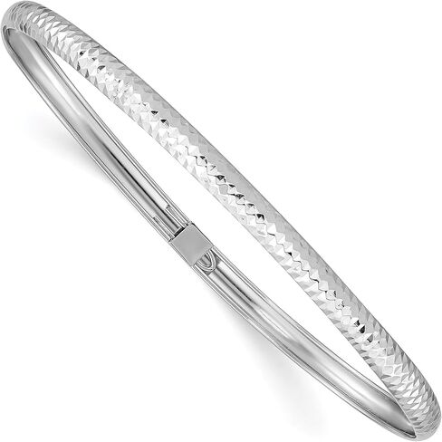 IceCarats 14K Solid White Gold Flexible Bangle Bracelet in Saudi Arabia