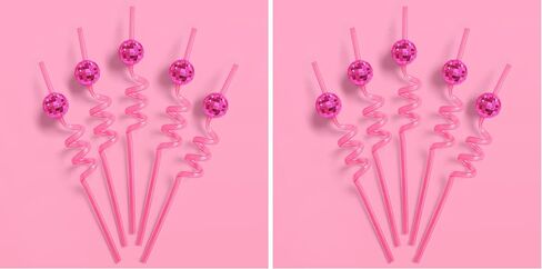 xo, Fetti Pink Disco Ball Reusable Swirly Straw Set - 16 pc | Groovy Birthday Party Supplies, Last Disco Bachelorette Decorations, 70s Baby Shower, Space Cowboy Favors in Saudi Arabia