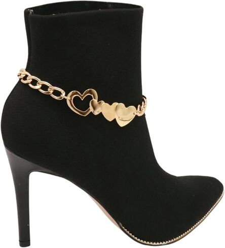 Women Western Fashion Gold Metal Boot Chain Bracelet Shoe Anklet Love Heart Charm in Saudi Arabia