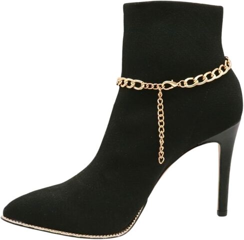 Women Western Fashion Gold Metal Boot Chain Bracelet Shoe Anklet Love Heart Charm in Saudi Arabia
