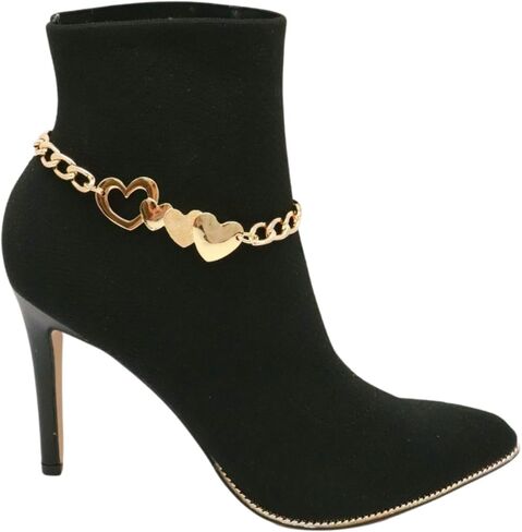 Women Western Fashion Gold Metal Boot Chain Bracelet Shoe Anklet Love Heart Charm in Saudi Arabia