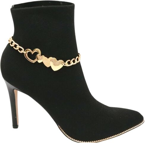 Women Western Fashion Gold Metal Boot Chain Bracelet Shoe Anklet Love Heart Charm in Saudi Arabia