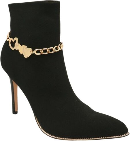 Women Western Fashion Gold Metal Boot Chain Bracelet Shoe Anklet Love Heart Charm in Saudi Arabia