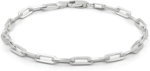 Giorgio Bergamo 925 Sterling Silver Paper Clip 2.5mm - 5.5mm Rhodium Plated High Polish Solid Cable Link Necklace, Bracelet, or Anklet Chain in Saudi Arabia