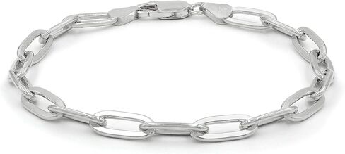 Giorgio Bergamo 925 Sterling Silver Paper Clip 2.5mm - 5.5mm Rhodium Plated High Polish Solid Cable Link Necklace, Bracelet, or Anklet Chain in Saudi Arabia