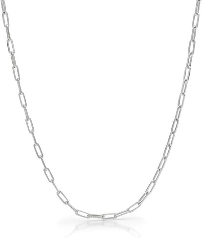 Giorgio Bergamo 925 Sterling Silver Paper Clip 2.5mm - 5.5mm Rhodium Plated High Polish Solid Cable Link Necklace, Bracelet, or Anklet Chain in Saudi Arabia