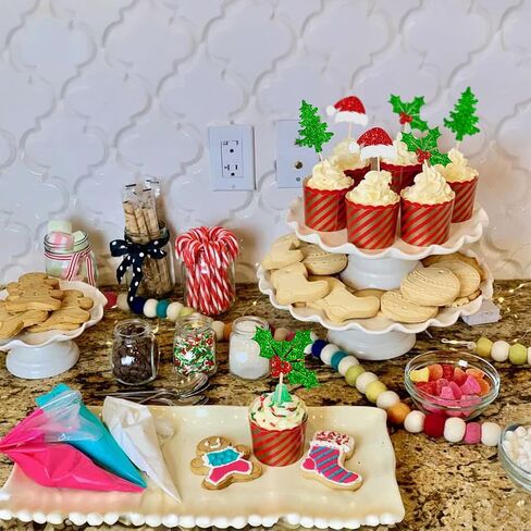 24pcs عيد الميلاد يا رضيع كب كيك أعلى قبعات الذهب بريق عيد الميلاد سانتا قبعة الغزلان الطفل كب كيك يختار استحمام الطفل in Saudi Arabia