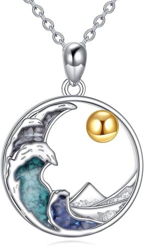 Seagull Wave Necklace 925 Sterling Silver Seagull Pendant Jewelry Gifts for Women Seagull Lovers in Kuwait