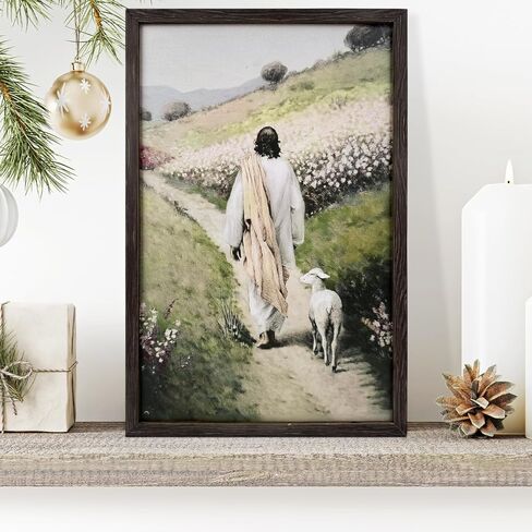Xizondidi Christian Art Wall Decor The Good Shepherd Jesus Wall Art Wooden Jesus and Lamb Christ Poster Picture Decorations Religion Christian Decor for Prayer Room,Bedroom and Living Room in Saudi Arabia