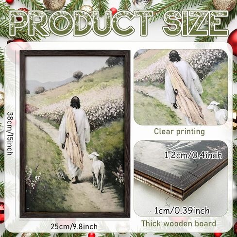 Xizondidi Christian Art Wall Decor The Good Shepherd Jesus Wall Art Wooden Jesus and Lamb Christ Poster Picture Decorations Religion Christian Decor for Prayer Room,Bedroom and Living Room in Saudi Arabia