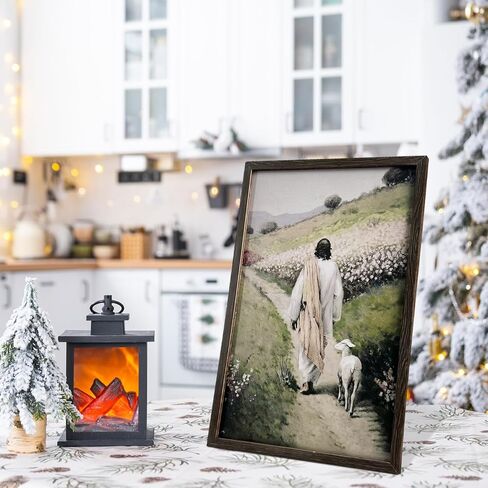 Xizondidi Christian Art Wall Decor The Good Shepherd Jesus Wall Art Wooden Jesus and Lamb Christ Poster Picture Decorations Religion Christian Decor for Prayer Room,Bedroom and Living Room in Saudi Arabia