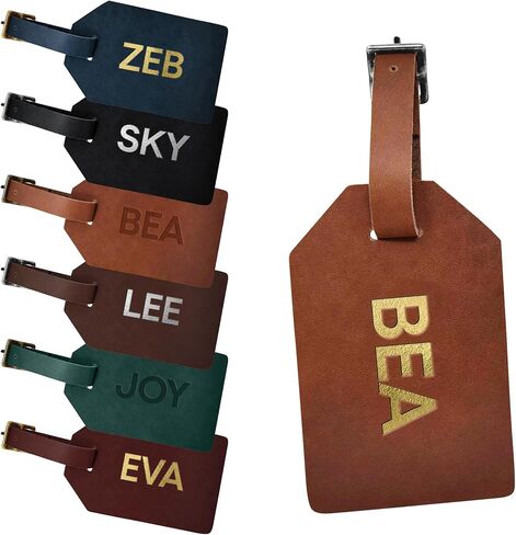 بطاقة أمتعة جلدية مخصصة، مكتوب عليها الأحرف الأولى المخصصة مع حزام مرفق، بني، أسود، أو أحمر، هدية رائعة، صنع في الولايات المتحدة الأمريكية in Kuwait