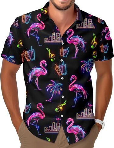 Bird Print Hawaiian Shirt, Funny Bird Short Sleeve Button Shirt, Summer Gifts, Birthday Gifts in Saudi Arabia