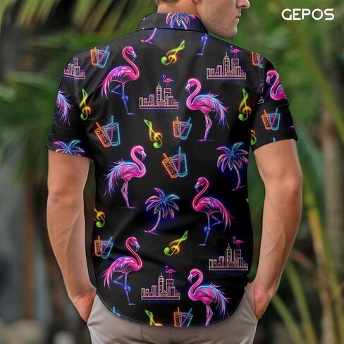Bird Print Hawaiian Shirt, Funny Bird Short Sleeve Button Shirt, Summer Gifts, Birthday Gifts in Saudi Arabia