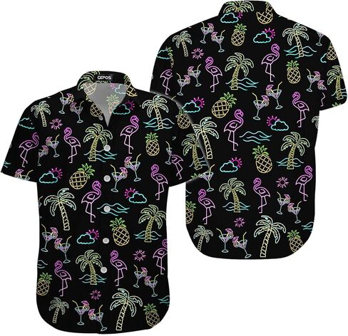 Bird Print Hawaiian Shirt, Funny Bird Short Sleeve Button Shirt, Summer Gifts, Birthday Gifts in Saudi Arabia