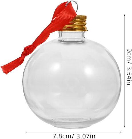Christmas Drink Balls:10pcs 250ml Xmas Fillable Juice Bottles Pendant Plastic Ball Bulb Clear Holders Container for Tree Ornament Party Decoration 3.54X3.07X3.07in in Saudi Arabia