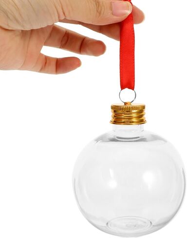 Christmas Drink Balls:10pcs 250ml Xmas Fillable Juice Bottles Pendant Plastic Ball Bulb Clear Holders Container for Tree Ornament Party Decoration 3.54X3.07X3.07in in Saudi Arabia