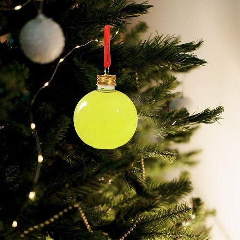 Christmas Drink Balls:10pcs 250ml Xmas Fillable Juice Bottles Pendant Plastic Ball Bulb Clear Holders Container for Tree Ornament Party Decoration 3.54X3.07X3.07in in Saudi Arabia