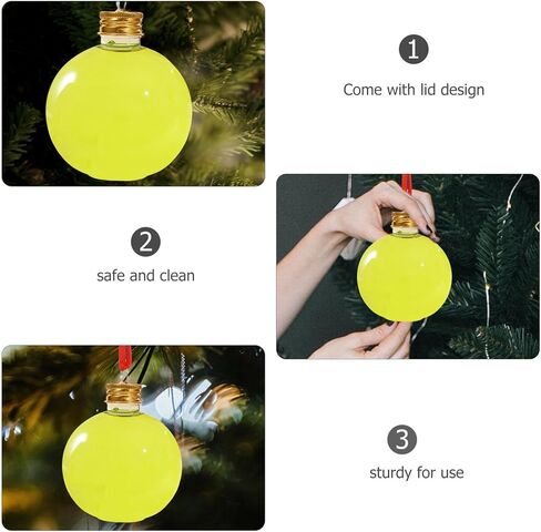 Christmas Drink Balls:10pcs 250ml Xmas Fillable Juice Bottles Pendant Plastic Ball Bulb Clear Holders Container for Tree Ornament Party Decoration 3.54X3.07X3.07in in Saudi Arabia