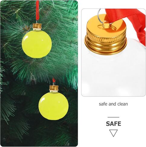 Christmas Drink Balls:10pcs 250ml Xmas Fillable Juice Bottles Pendant Plastic Ball Bulb Clear Holders Container for Tree Ornament Party Decoration 3.54X3.07X3.07in in Saudi Arabia