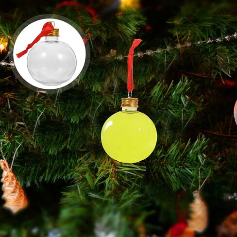 Christmas Drink Balls:10pcs 250ml Xmas Fillable Juice Bottles Pendant Plastic Ball Bulb Clear Holders Container for Tree Ornament Party Decoration 3.54X3.07X3.07in in Saudi Arabia
