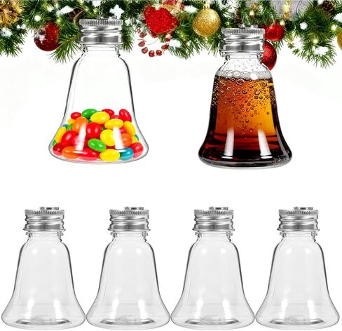 Christmas Drink Balls:10pcs 250ml Xmas Fillable Juice Bottles Pendant Plastic Ball Bulb Clear Holders Container for Tree Ornament Party Decoration 3.54X3.07X3.07in in Saudi Arabia