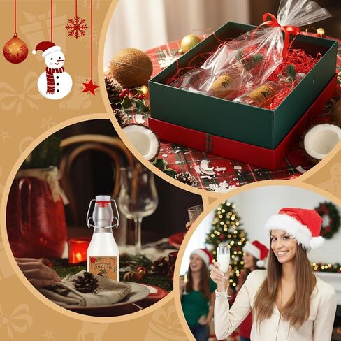 12 Pcs Christmas Coquito Swing Top Glass Bottles 8.5 oz Round Flip Top Brewing Bottles with Pine Needle Stickers for Home Brewing Liqueur DIY Wedding Christmas Gifts Party Favors in Saudi Arabia