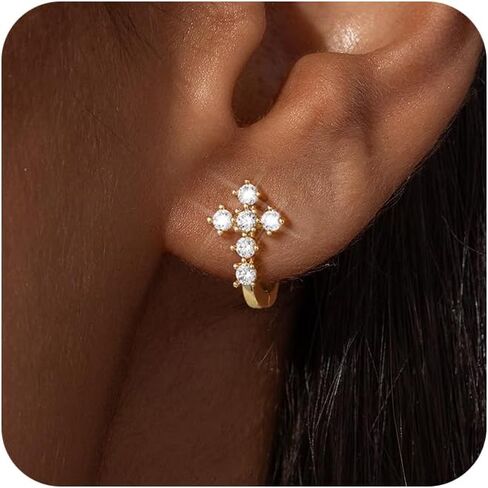 Gold Hoop Earrings For Women Men-Silver Dangle Drop Earrings,Hypoallergenic Huggie Hoop Earrings Trendy-Dainty Diamond Cubic Zirconia Cross Earrings,Simple Christmas Christian Easter Jewelry Gifts in Saudi Arabia