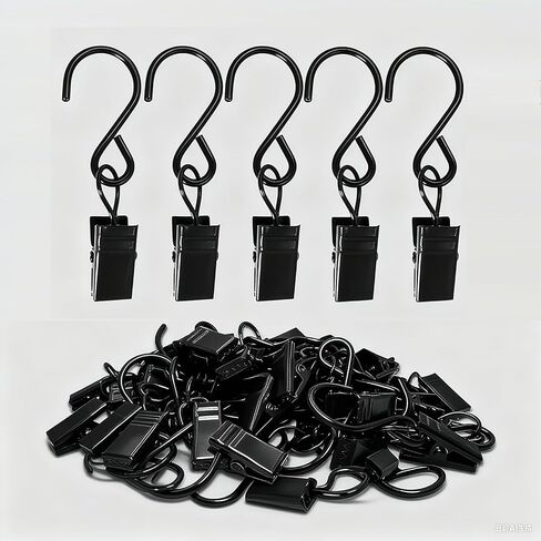 25-Pack Black Stainless Steel S-Hooks (2.4 Inch) - Heavy Duty Curtain Clips for Hanging Party Lights, Gutter Displays, Photos & Crafts in Saudi Arabia