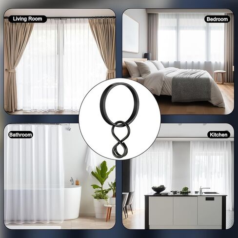 50 Pack Curtain Rings with Eyelets 1.5 Inch Ring for Curtain Pin Hooks Metal with Clips for Rods 1.2" or Smaller(Black) in Saudi Arabia