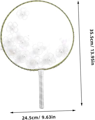Healifty Elegant Floral Embroidery Handheld Fan Tassel Decoration Chinese Round Summer Fan for Weddings Cultural Events and Stylish Outings in Saudi Arabia